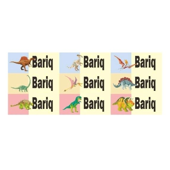 

stiker label nama water proof tahan air vinyl size 4,5x1,7cm dinosaurus