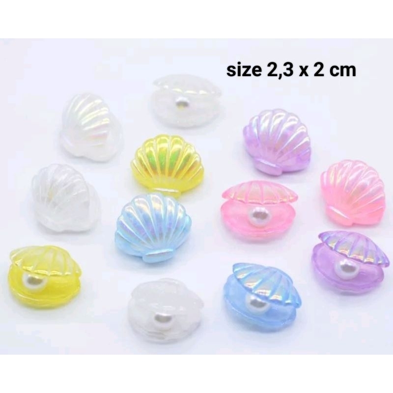 1 pcs Resin miniatur hiasan  kerang mutiara aquarium  sz 2,5 cm