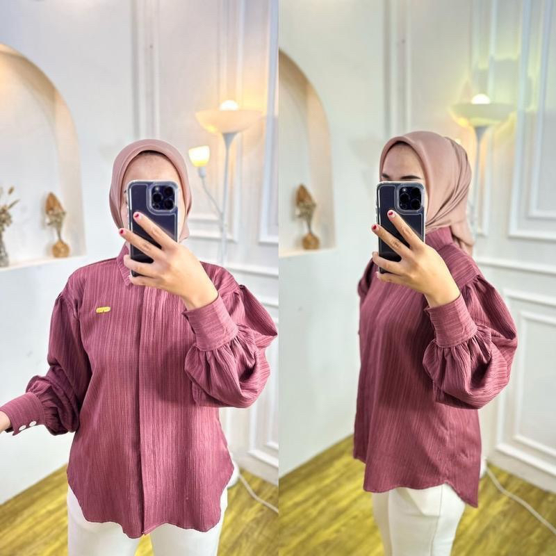 Blouse Wanita Baby Crus Lengan Balon - Kemeja Wanita Oversize - Atasan Wanita Baby Crush - Kemeja Lengan Balon - Pakaian Wanita Terbaru