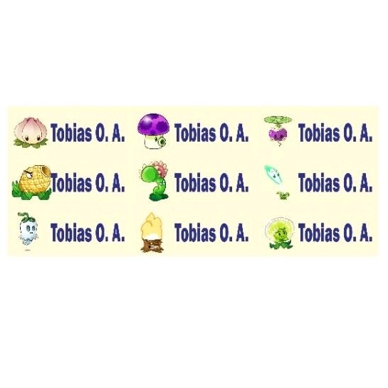 

stiker label nama water proof tahan air vinyl size 4,5x1,7cm plants 8