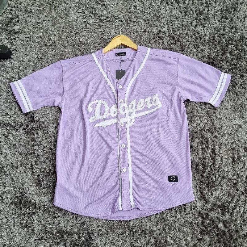 Jersey baseball Dodgers Lylac Mat Dryfit Brazil Unisex kualitas Premium