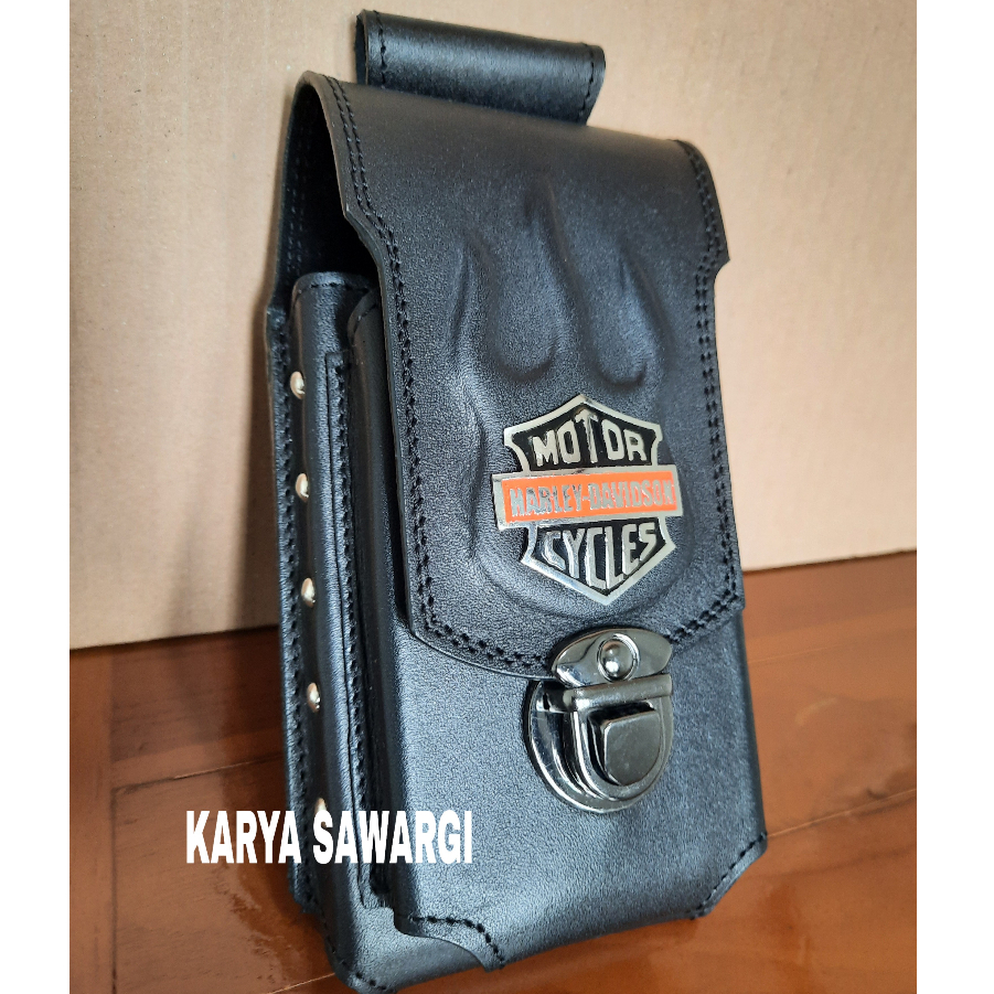 Dompet sarung hp logo harley kulit sapi 100%
