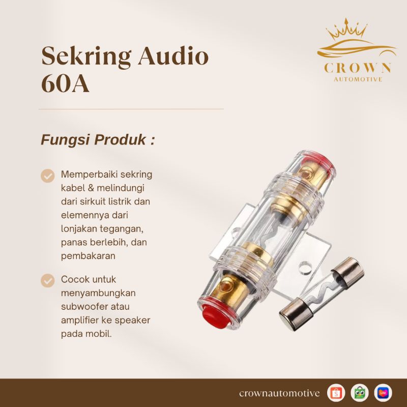 Sekring Audio 60A / Fuse Audio 60A / Sekring Audio Mobil 60A