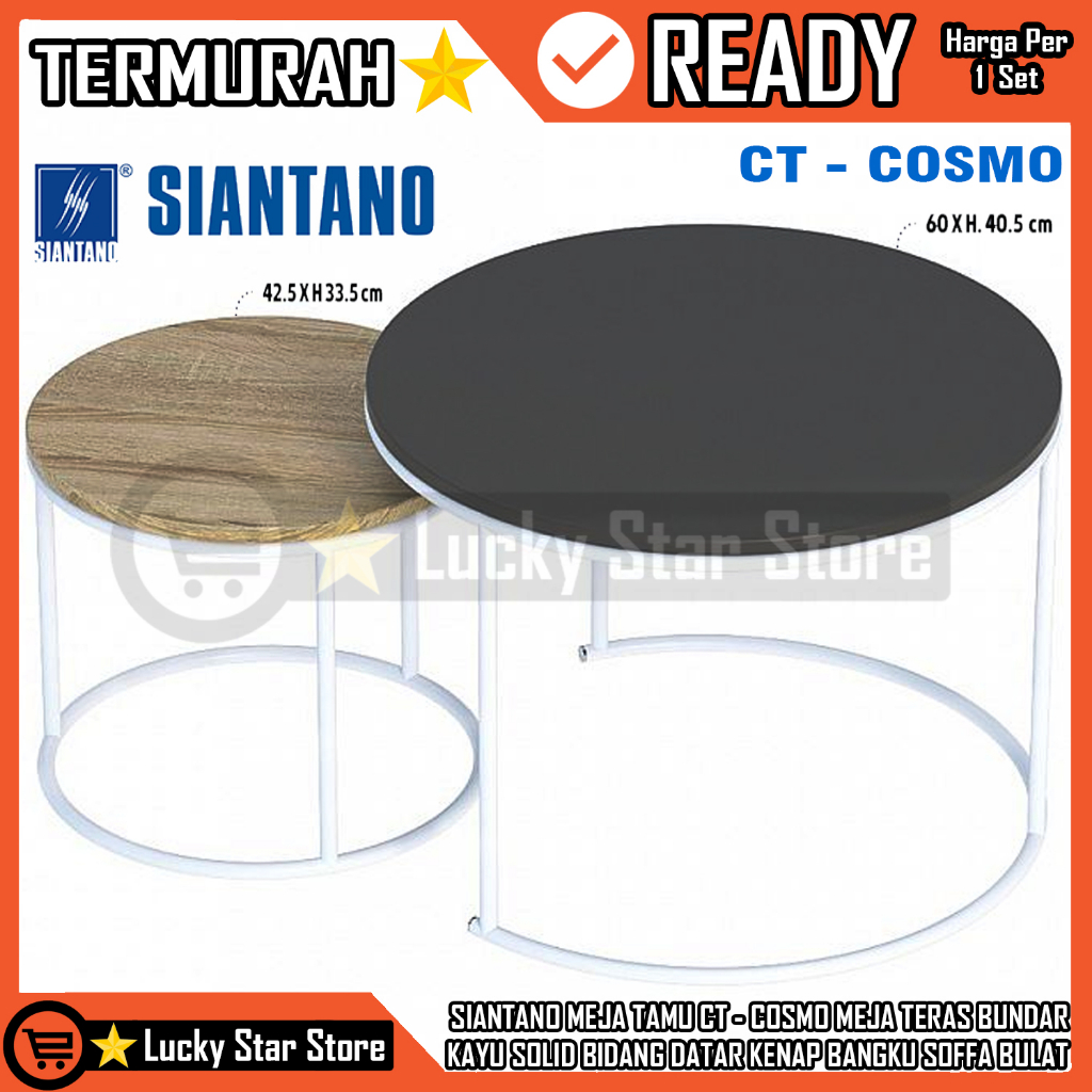 {KARGO} SIANTANO MEJA TAMU CT - COSMO MEJA TERAS BUNDAR KAYU SOLID BIDANG DATAR KENAP BANGKU SOFFA B