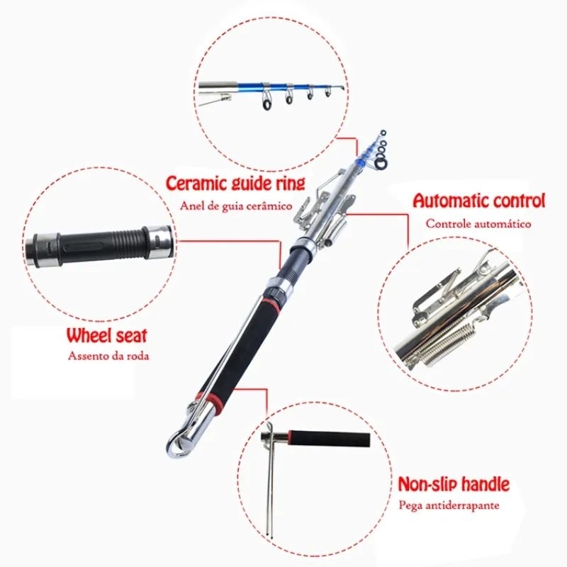 Joran pancing antena teleskopik otomatis dobel pegas automatic fishing rod bracket tongkat pancing otomatis 2.7M joran pancing portable tanpa spool reel