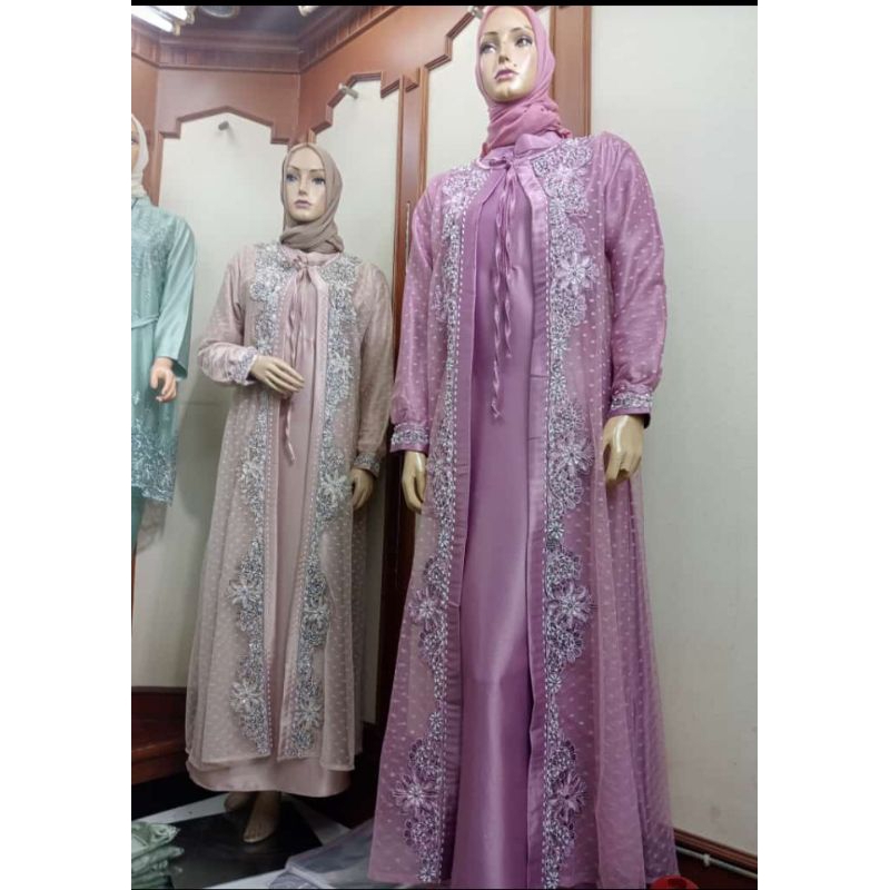 new gamis /dres Cristal kombinasi bordir tile DOT mewah  terbaru
