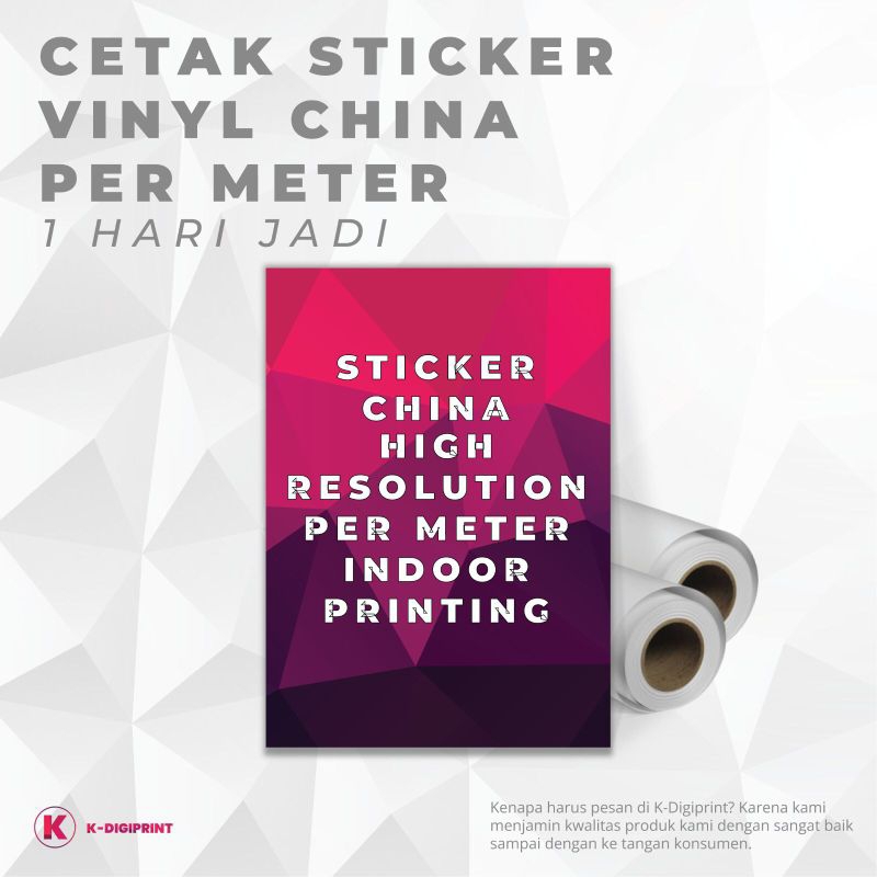 PROMO CETAK STIKER / STICKER VINYL CINA / VINYL STANDARD / VINYL CHINA / VINIL CINA CHINA SEHARI JAD