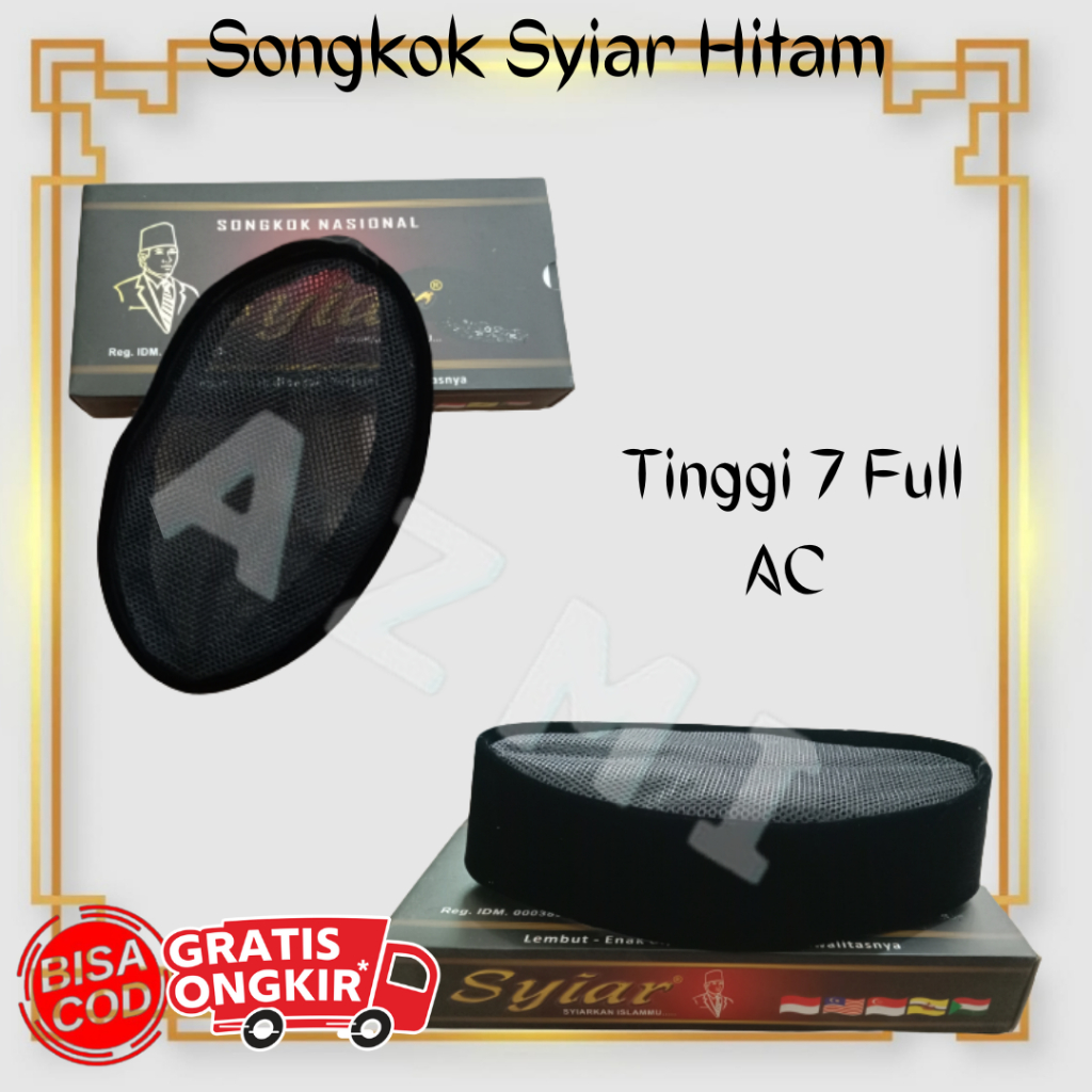 Songkok Presiden / songkok Syiar Full AC Hitam Songkok Nasional bahan Bludru Peugeon tinggi 7 cm