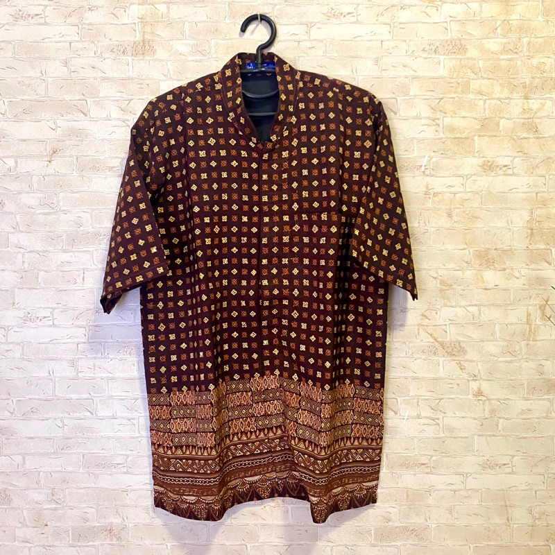 Kemeja Batik Pria KENCANA UNGU Coklat Preloved Murah