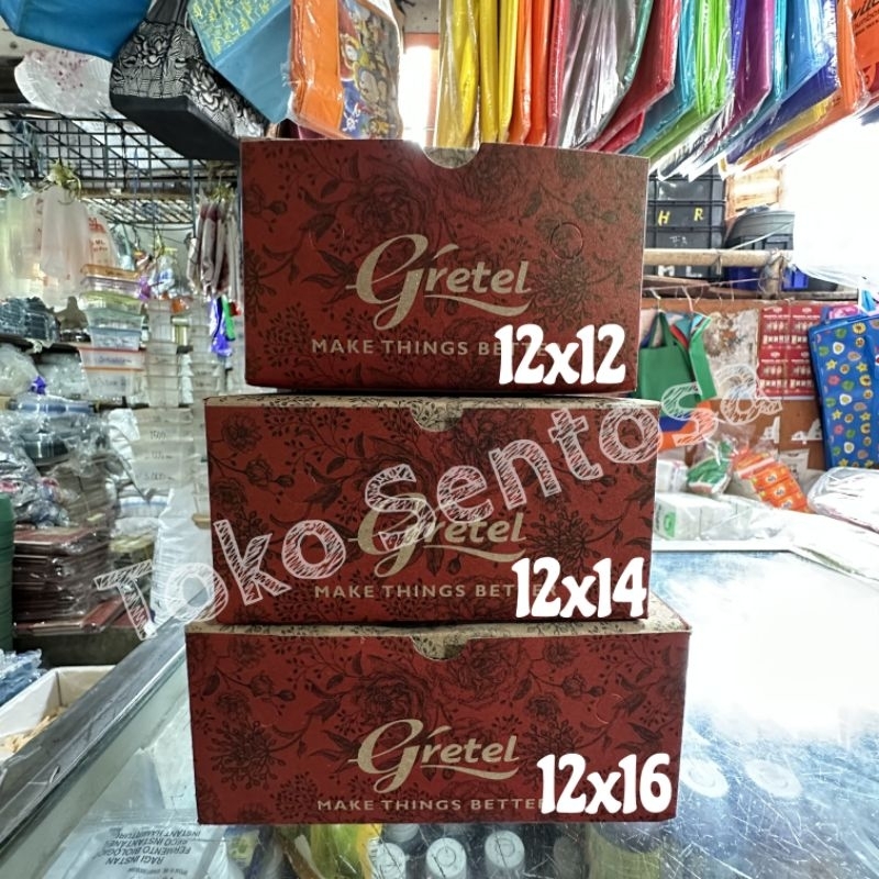 (Per 10pcs) Dus Box Kue Snack Motif GRETEL BROWN uk 12x12 12x14 12x16 / Kardus GS Makanan