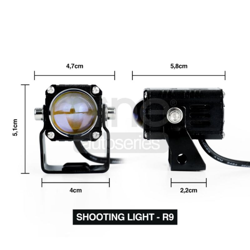 SHOOTING LIGHT R9 ORI NINE LUXIMOS KOTAK 2WARNA ADA MODE KEDIP DAN AD PAKET RELAY SET