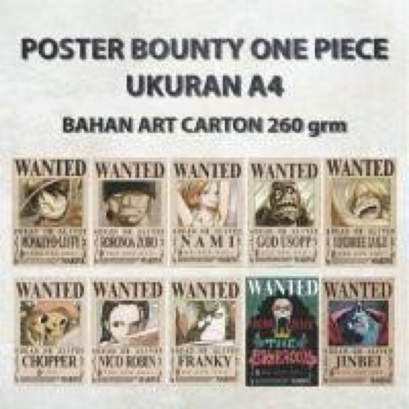 poster one piece satuan a4