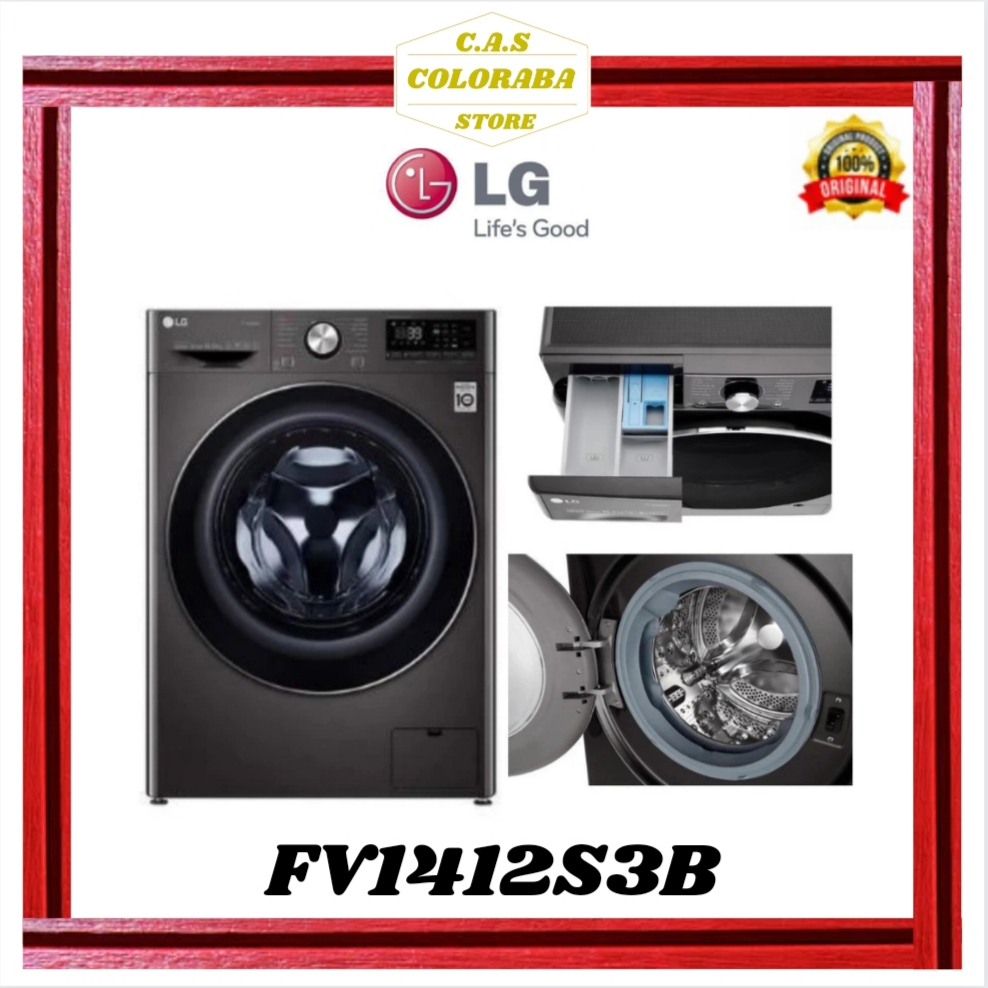 MESIN CUCI LG FV1412S3B MESIN CUCI FRONT LOADING 12 KG INVERTER FV1412 MESIN CUCI 1 TABUNG 12 KG