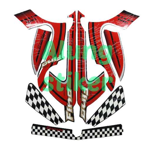 STIKER STRIPING LIS LES BODY MOTOR FINO 2012 FULL HITAM-MERAH