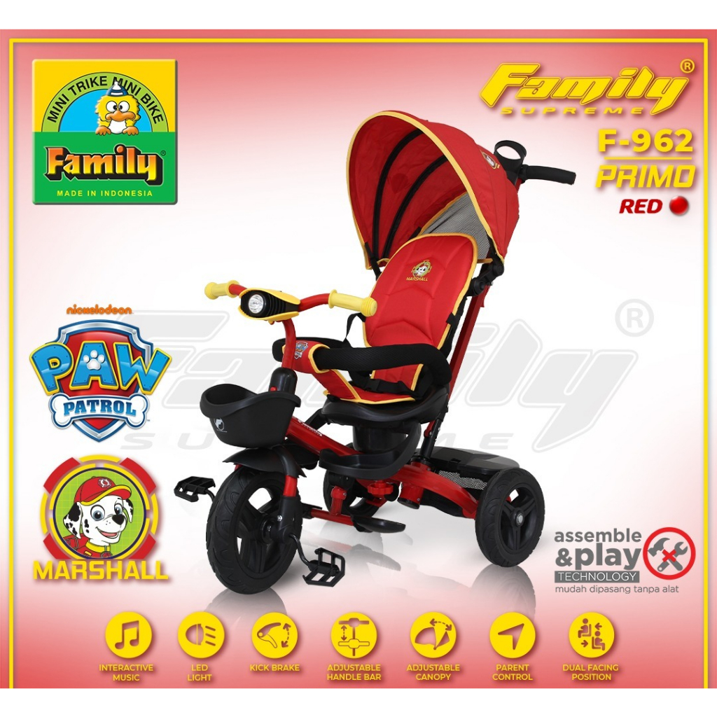 Family Tricycle F962 Supreme Primo - Sepeda Roda Tiga Anak
