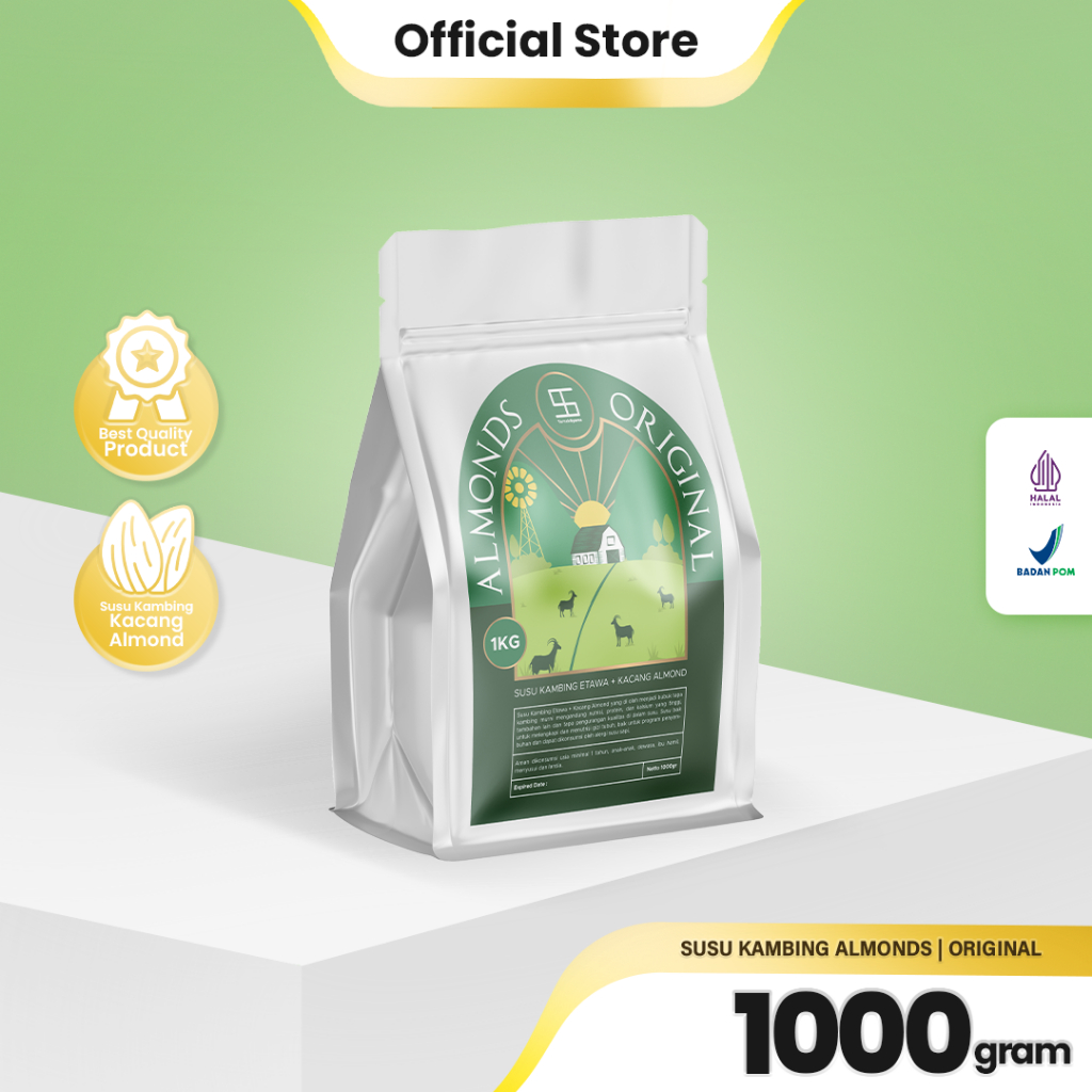 

Ternak Syams - Almonds Rasa Original Susu kambing etawa dan Kacang almond bubuk 1 KG 1000 gram Ternak Syams | Susu kambing etawa rasa kacang almond almond original asli berkualitas premium