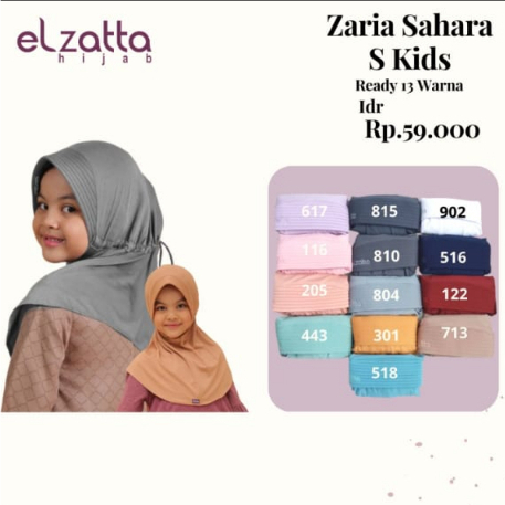 Elzatta Bergo Kerudung Anak Hijab Instan Zaria Sahara S Kids