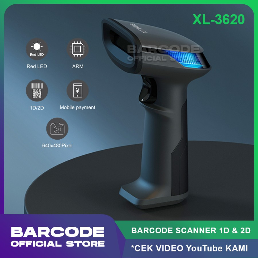 Wired Barcode Scanner Sunlux XL-3620 USB Imager Sensitif