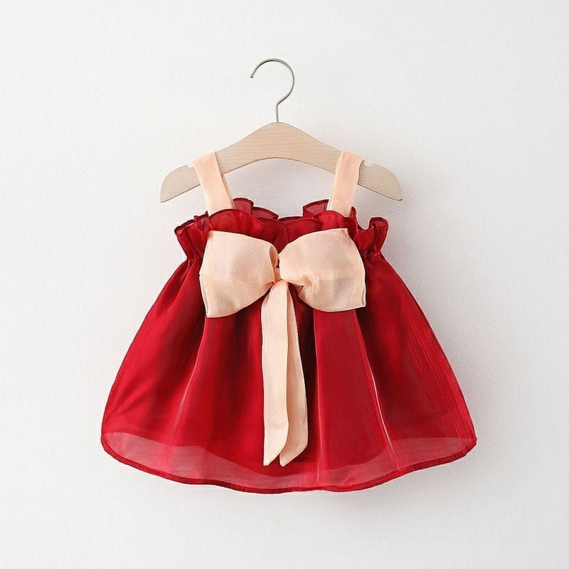 BAJU DRESS PESTA ANAK KOREA ELEGAN PITA ANAK BAYI CEWEK PEREMPUAN PARTY IMPOR