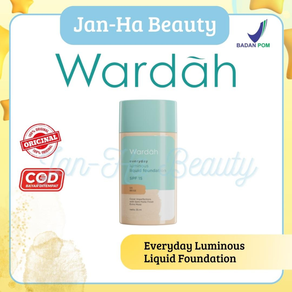 Wardah Everyday Luminous Liquid Foundation - Alas Bedak Cair Ringan Hasil Matte Natural