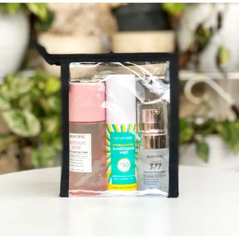 Tas Mika Berdiri Pouch Mini Makeup Wadah Kosmetik Bening