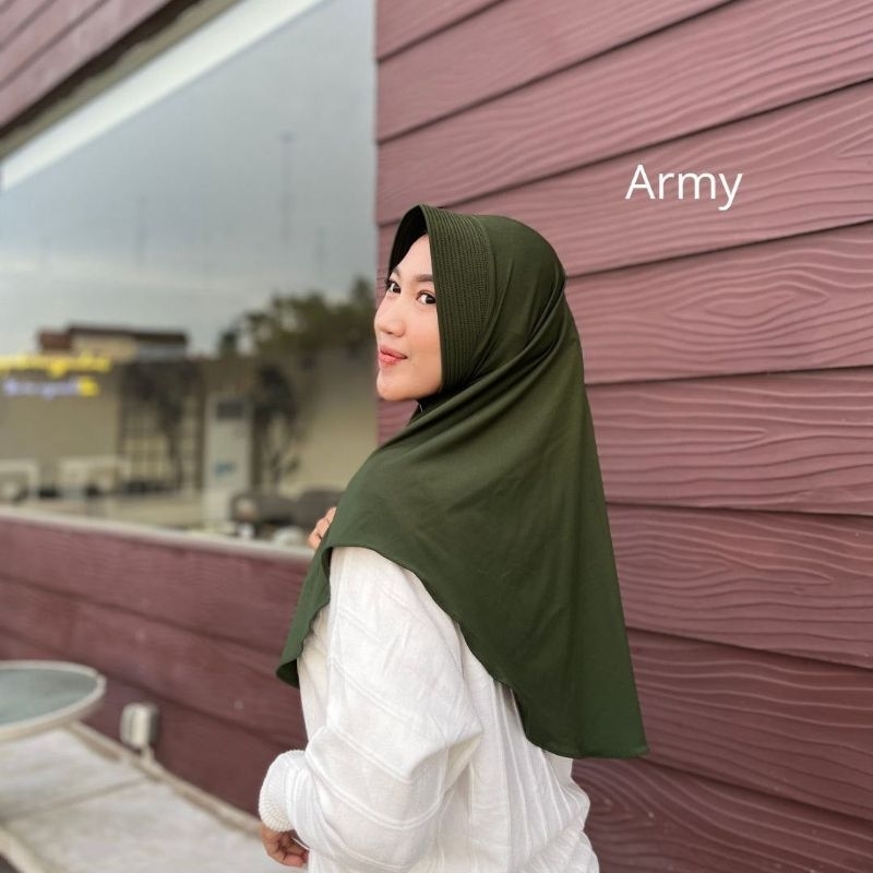 Kerudung Bergo Warna Army