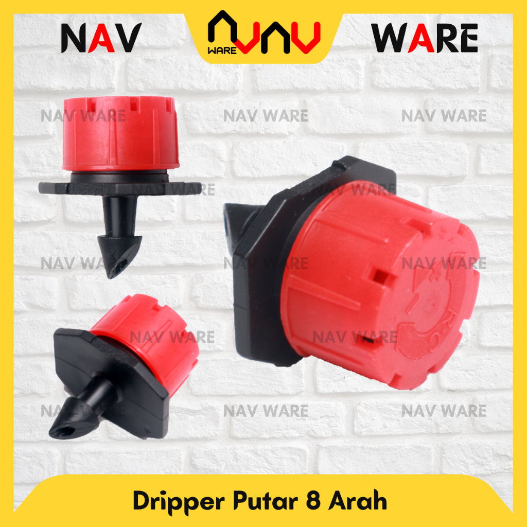 Dripper Putar 8 Arah Lubang Drip Fertigasi Adjustable Nozzle Sprinkler Irigasi Selang PE 7mm 4/7