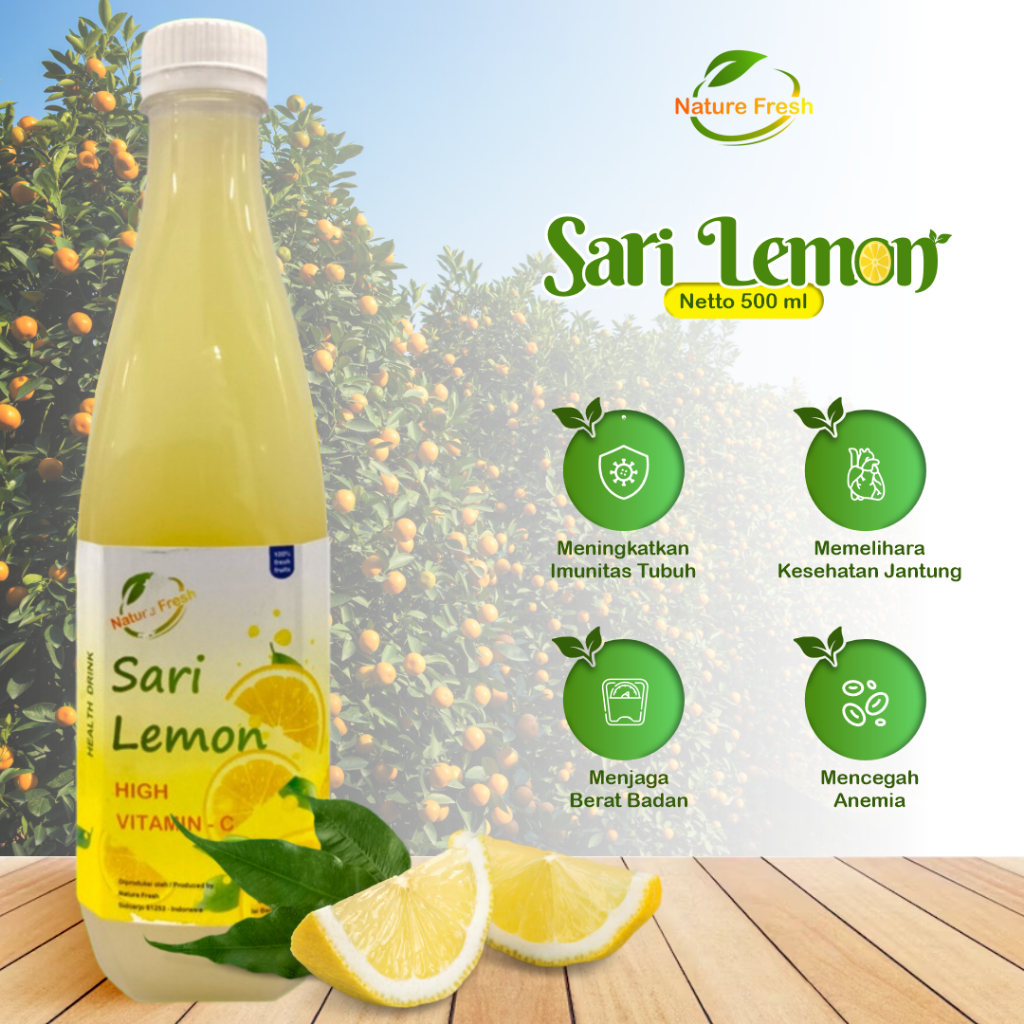 

Sari Lemon Asli 500 ml "Nature Fresh" - Lemon Peras - Air Lemon - Sirup Lemon - Lemon Diet