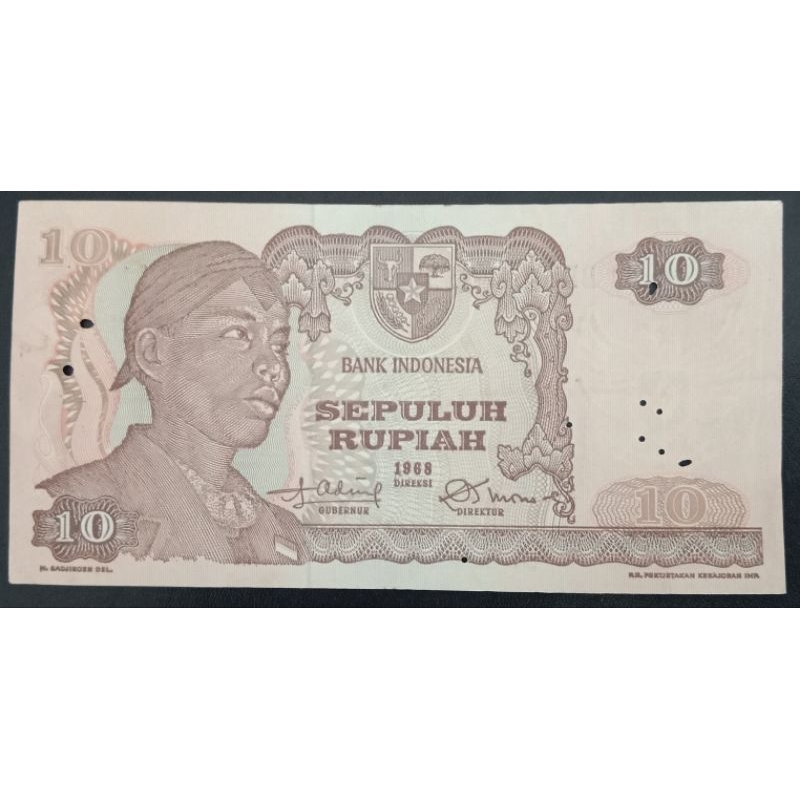 UANGKUNO  10 RUPIAH SUDIRMAN THN 1968
