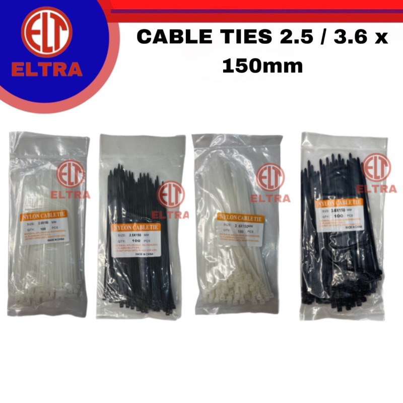 

Kabel cable ties tis 2.5 / 3.6 x 150mm ( 15cm ) isi 100 pcs /pak hitam putih