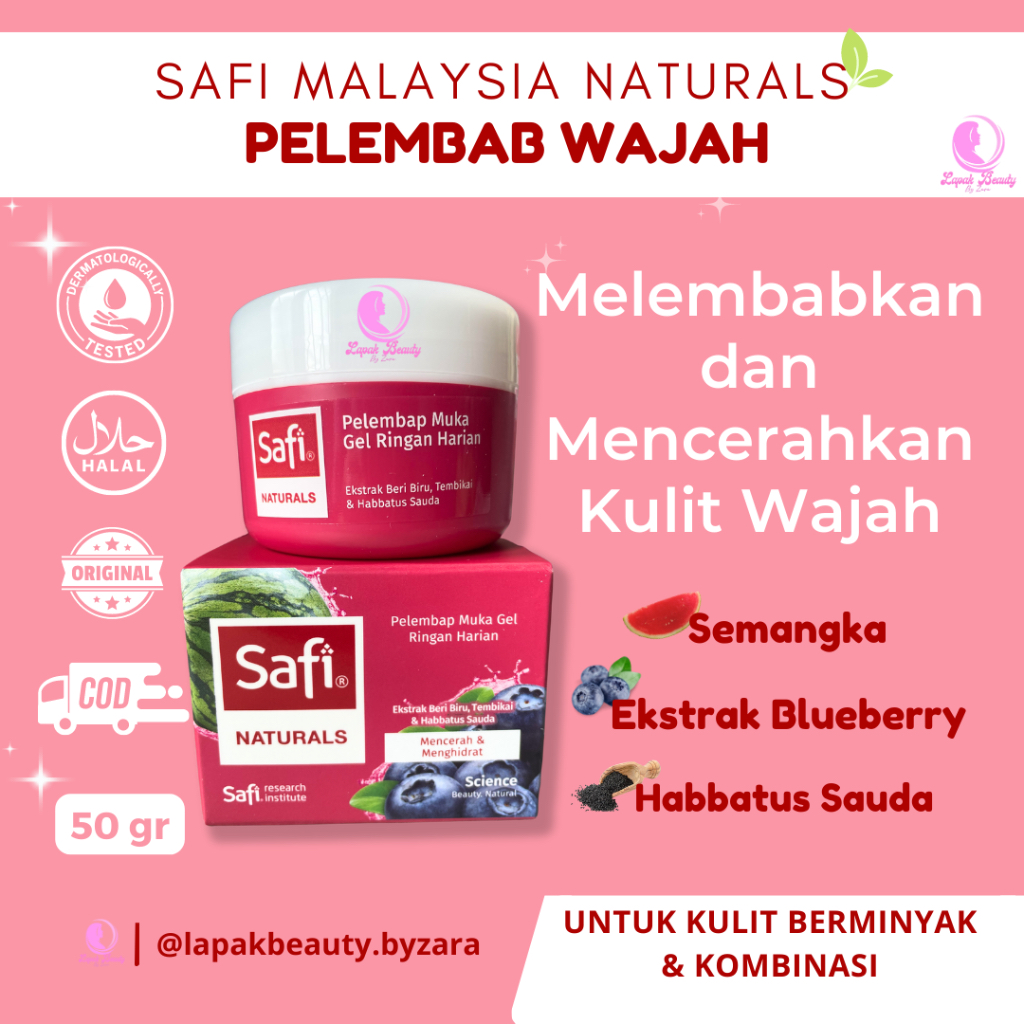 Safi Malaysia Pelembab Gel Ekstrak Semangka Blueberry