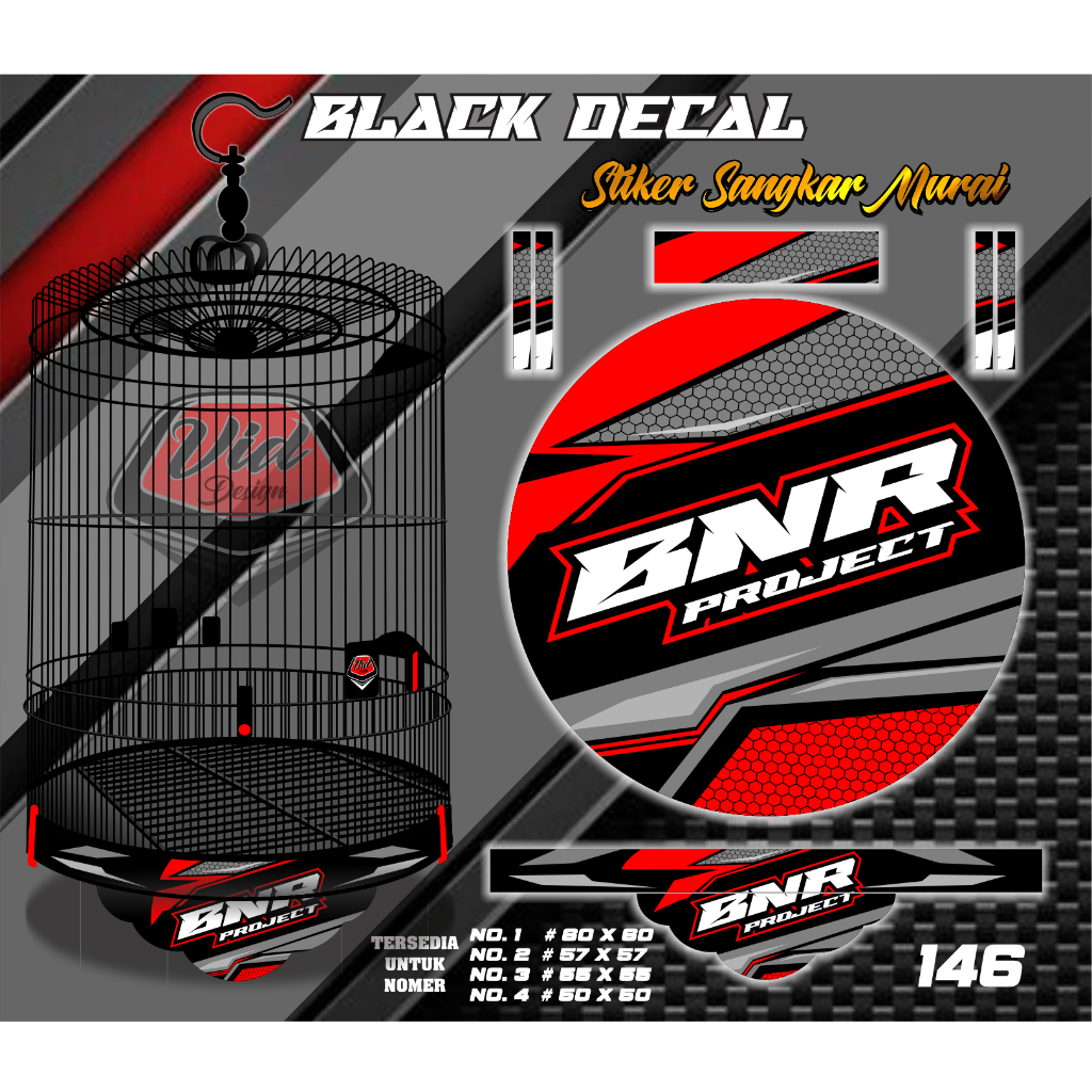 Decal sticker Sangkar Murai Kandang Tebok Murai Motif BNR Project Merah No 1 2 3 4