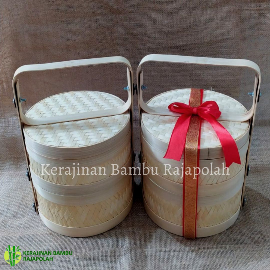 SHp2 Tenong Bambu Susun Anyaman Tikar/Rantang Bambu Susun Packaging Hampers Catering