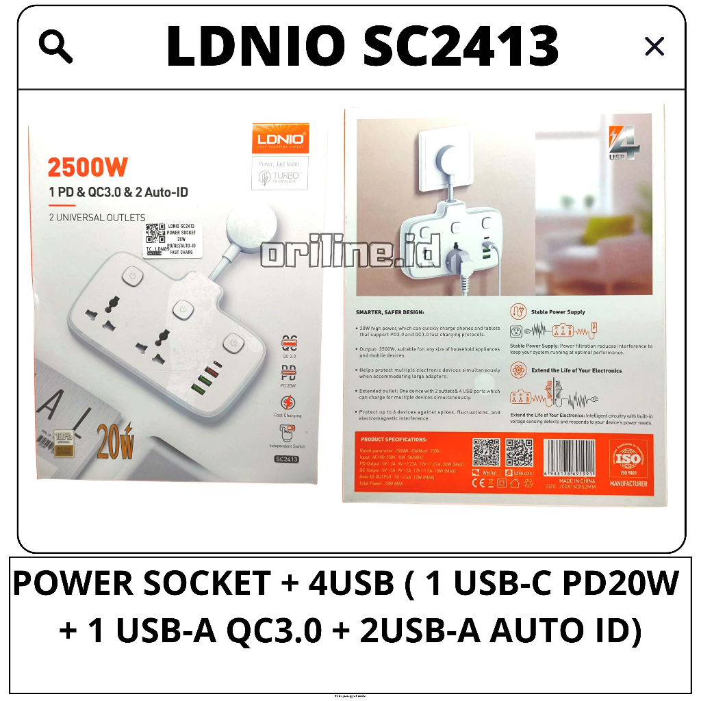 STOP KONTAK POWER SOCKET LDNIO SC2413 SC2311 PD & FAST CHARGING
