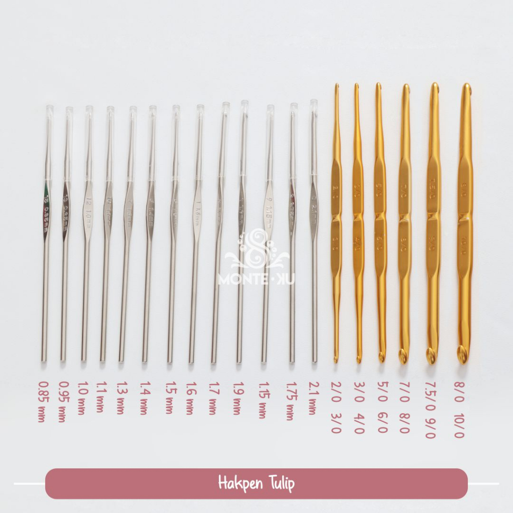 Tulip Gold Double Pointed Crochet Hook / Hakpen Tulip Gold 2 Ukuran Murah Premium Crochet Hook