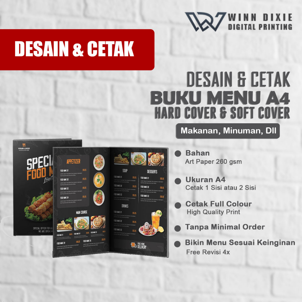 

Buku Menu Ukuran A4 + Laminating