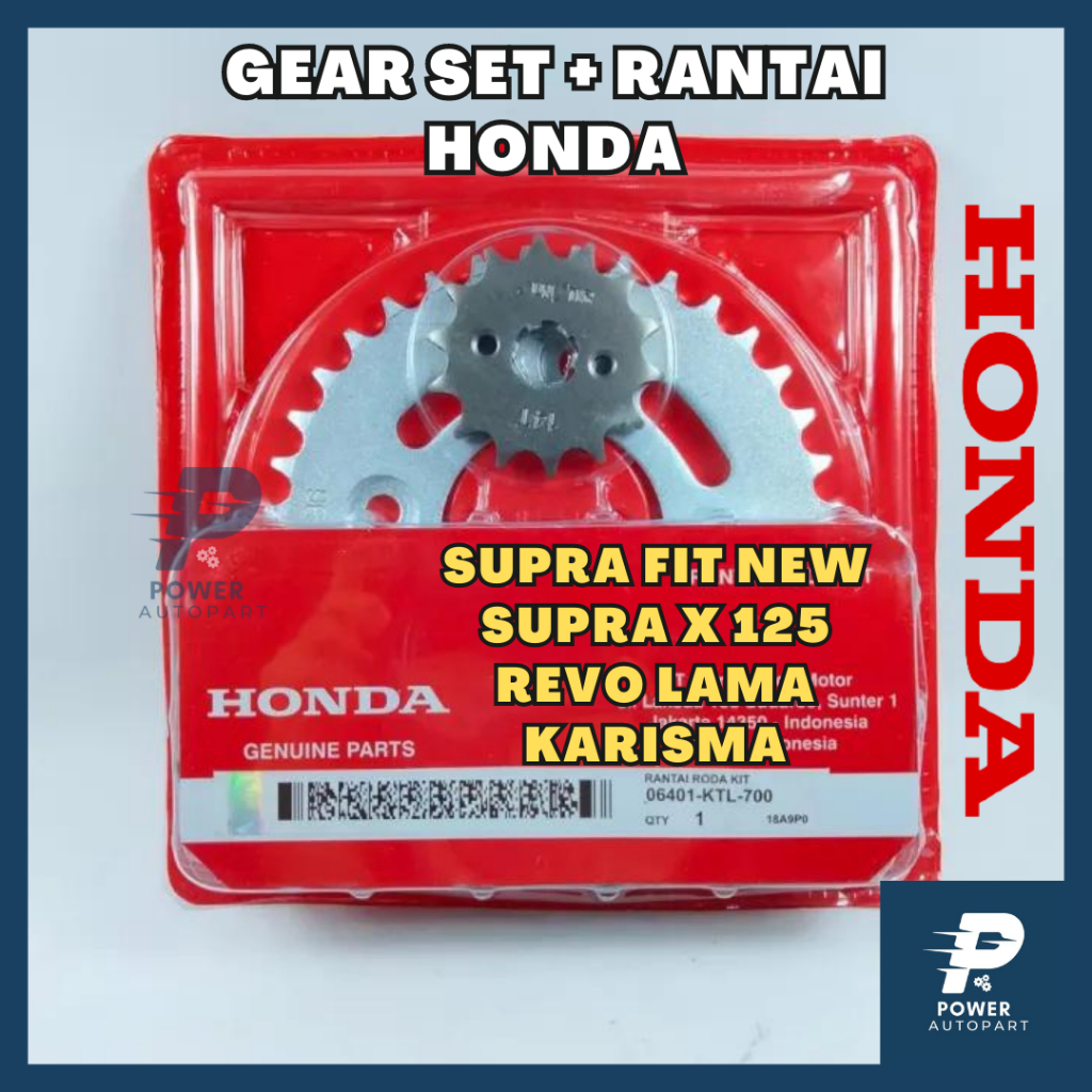 ( GARANSI ) Gear Set + Rantai SUPRA X 125, KARISMA, REVO LAMA, SUPRA FIT NEW - KTL