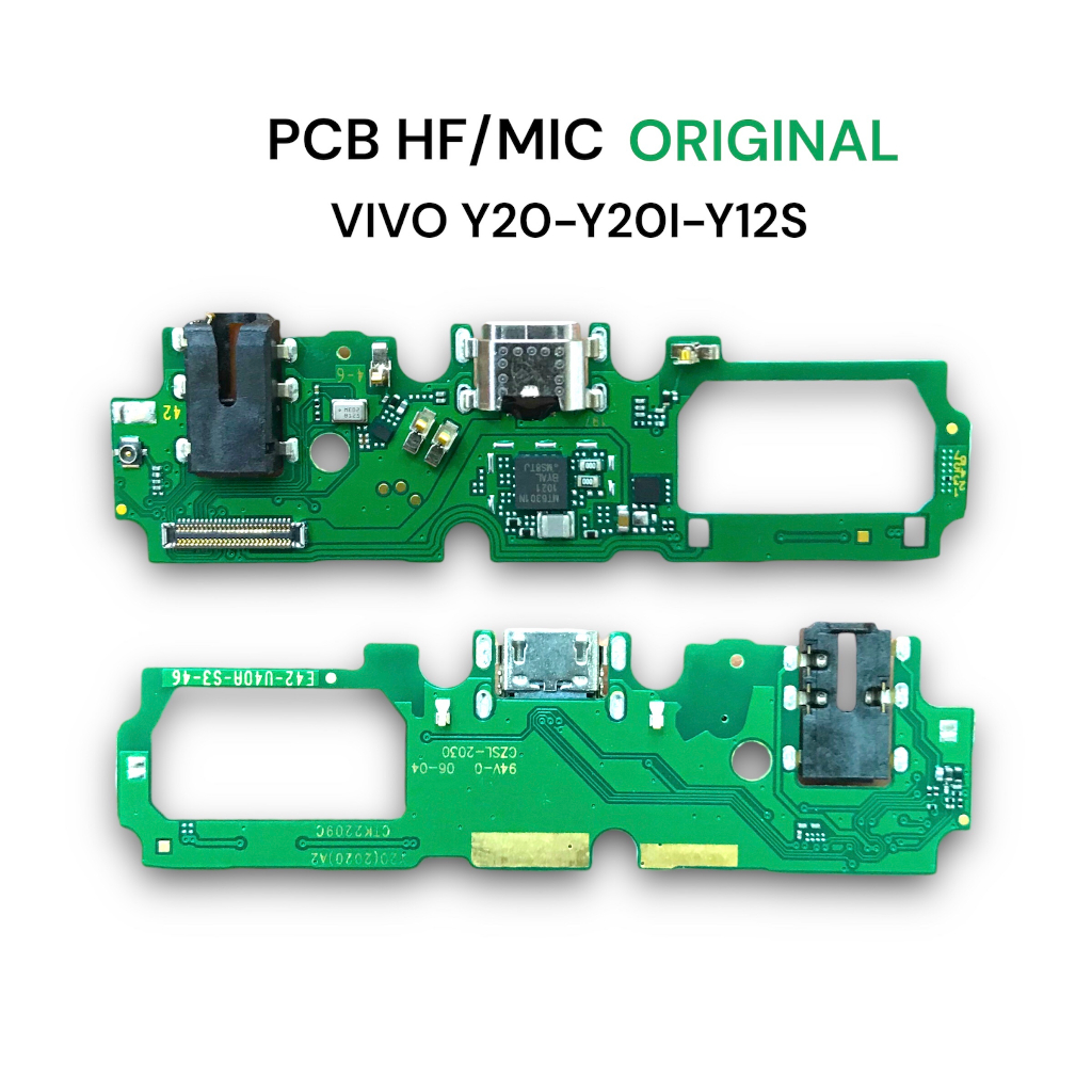 Konektor charger vivo y20/20i/y12s ori satu set mic bawah dan konector headset pcb vivo y20