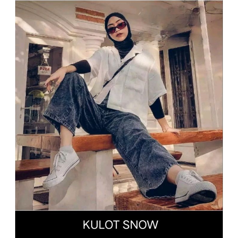 BF CELANA KULOT JEANS CREAM//CELANA BAWAHAN HIGHWAIST KULOT