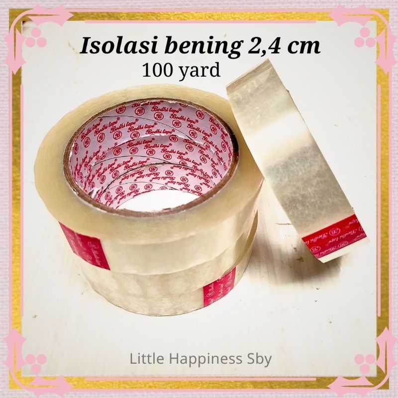 

Murah! Ecer isolasi selotip lakban 2,4 2,5 cm 100yard bening transparant