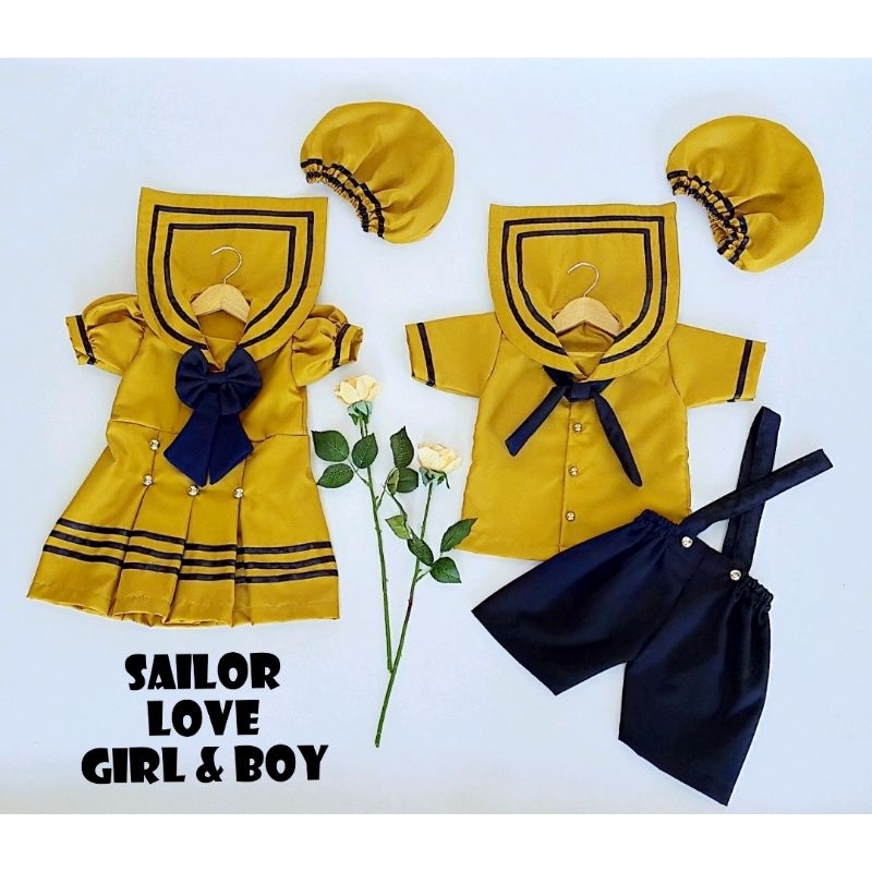 kostum sailor anak mustard/baju sailor anak/kostum pelaut anak/seragam pelaut anak/baju pelaut anak/