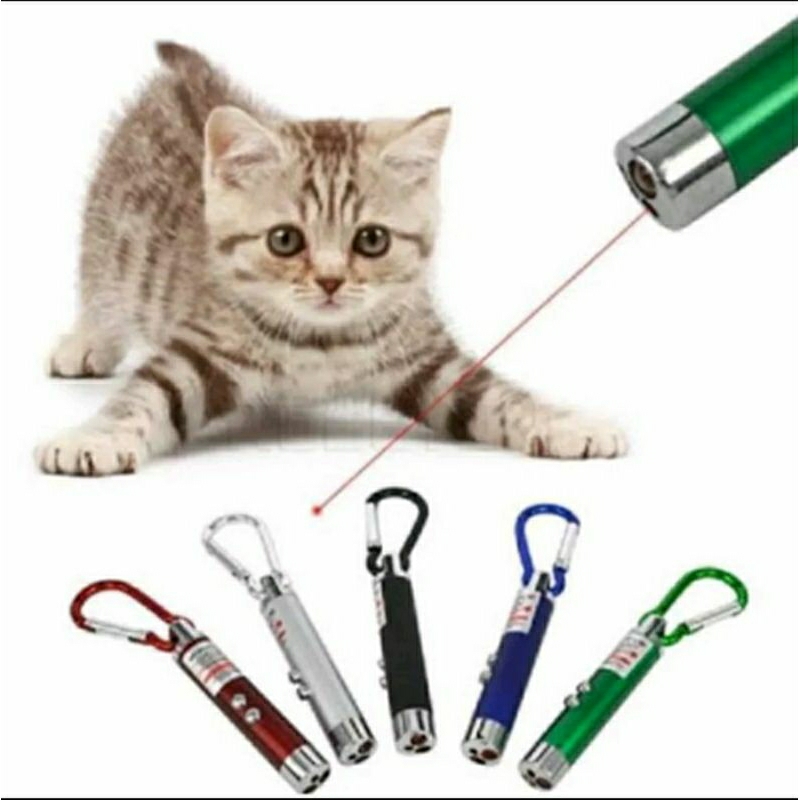 GANTUNGAN KUNCI LASER 3 In 1 Warna Merah Senter Batrai Maian Binatang Pointer LED