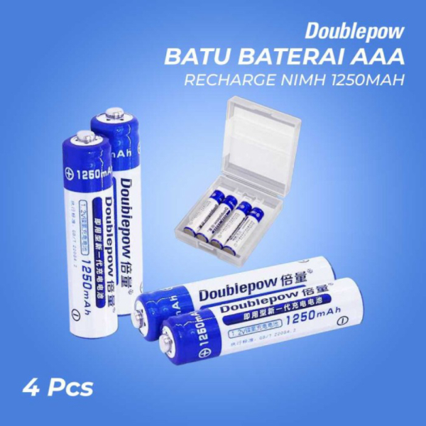 Promo 4PCS Batu Batre Baterai Cas Alkaline Rechargeable AAA 1250mAh  Kotak Diskon
