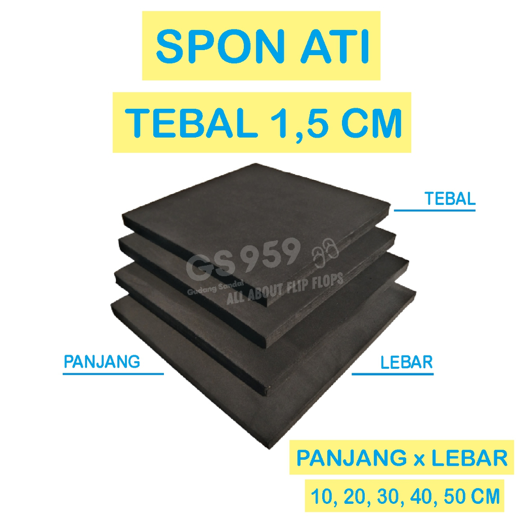 SPON ATI / BUSA ATI / SPON EVA TEBAL 1,5 CM WARNA HITAM BENTUK PERSEGI