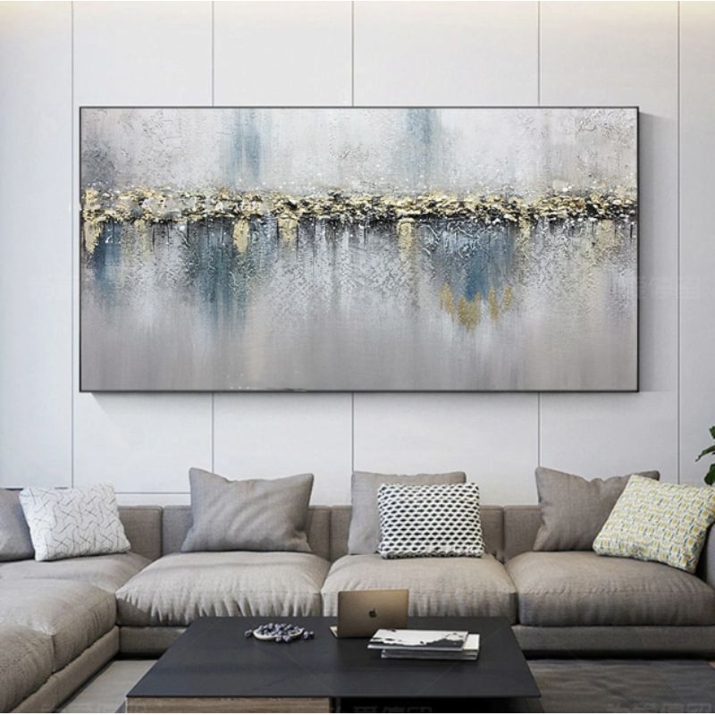 lukisan abstrak pajangan dinding ruang tamu