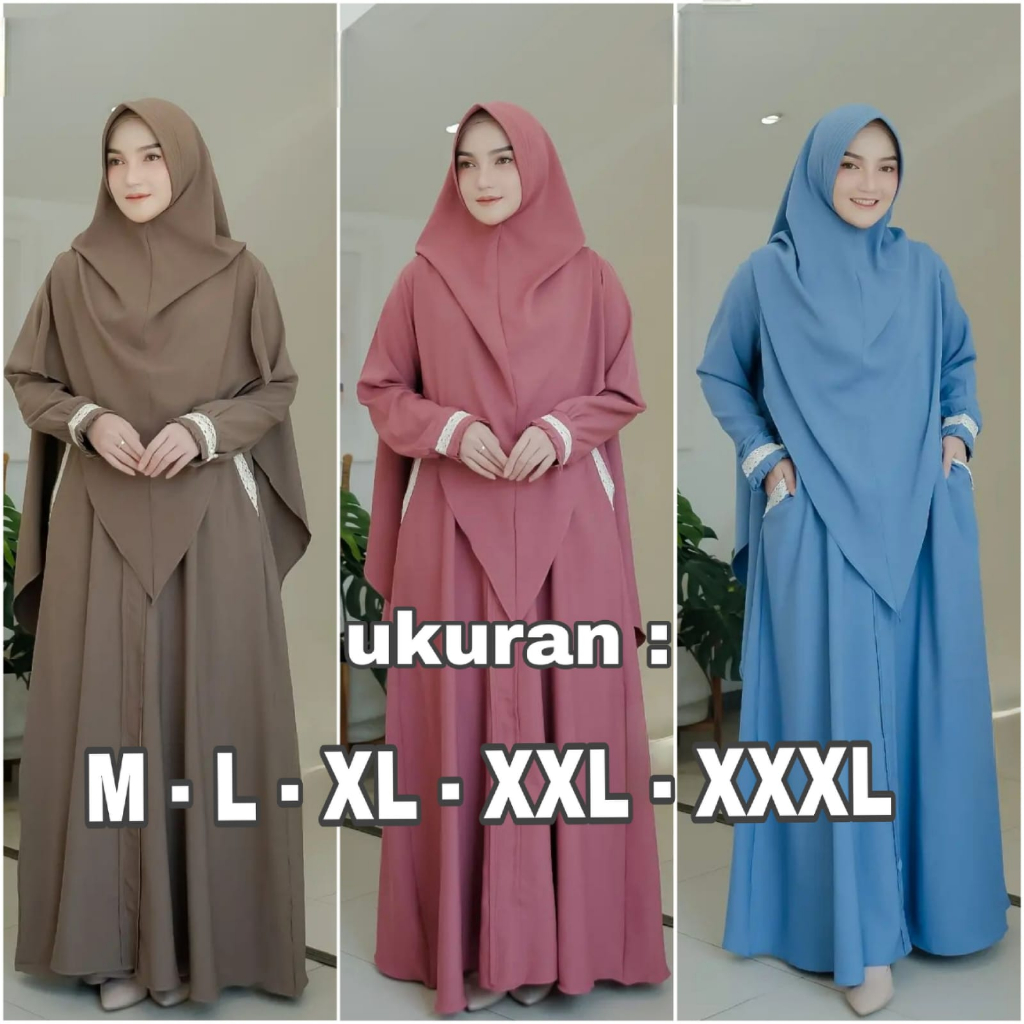 Big Sale Gamis Azzahra Syari Kringkle Airflow Premium Size Jumbo M L Xl Xxl Saku Kanan Kiri Kancing