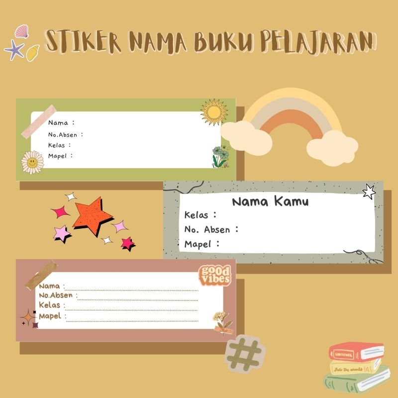 

Sticker Label Nama Buku Pelajaran/stricker Buku Nama Kelas Mapel Sekolah