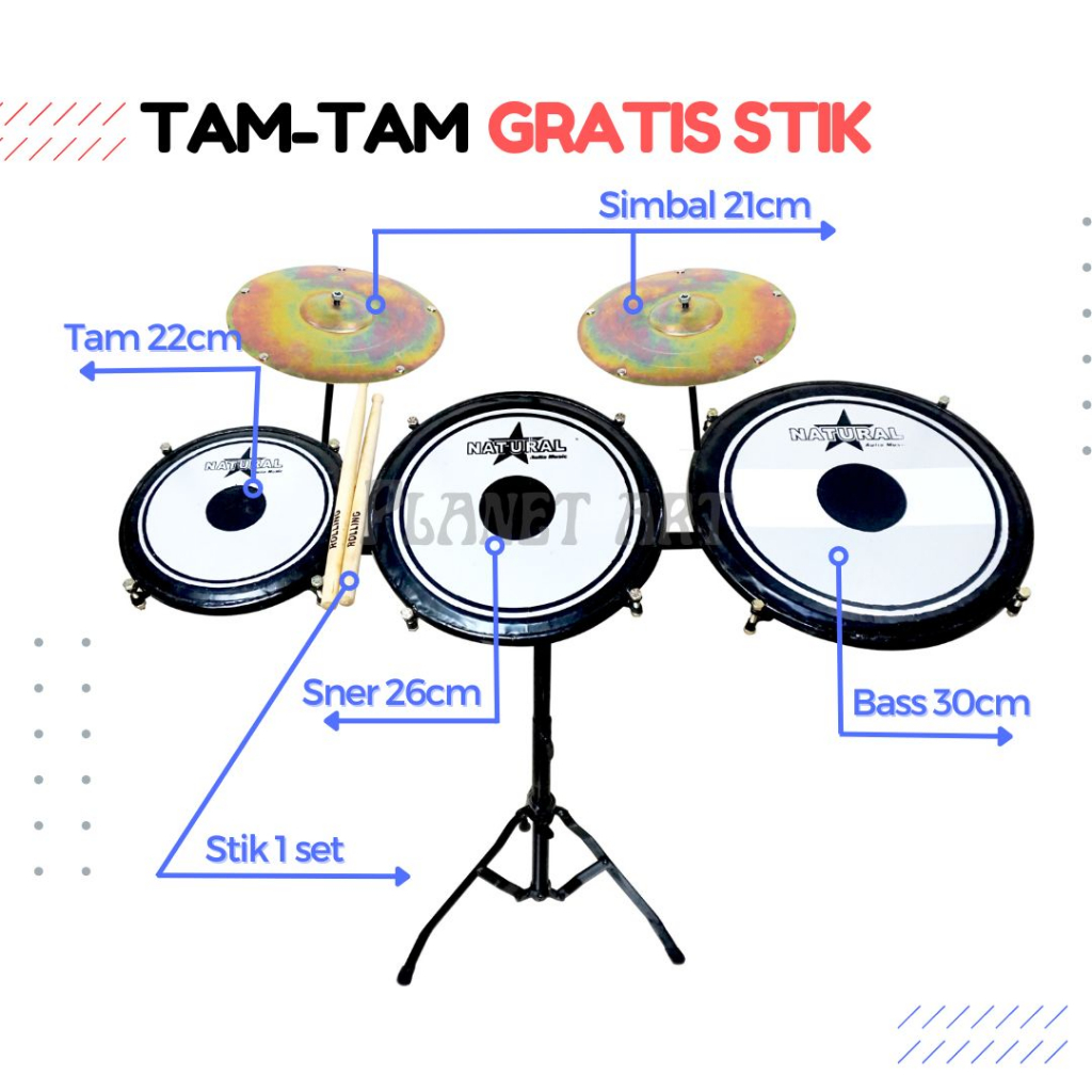 GROSIR TAMTAM DRUMB 2 SIMBAL (BONUS STIK) BERKUALITAS / TAMTAM PENGAMEN / TAMTAM ANGKLUNG /TAMTAM DR
