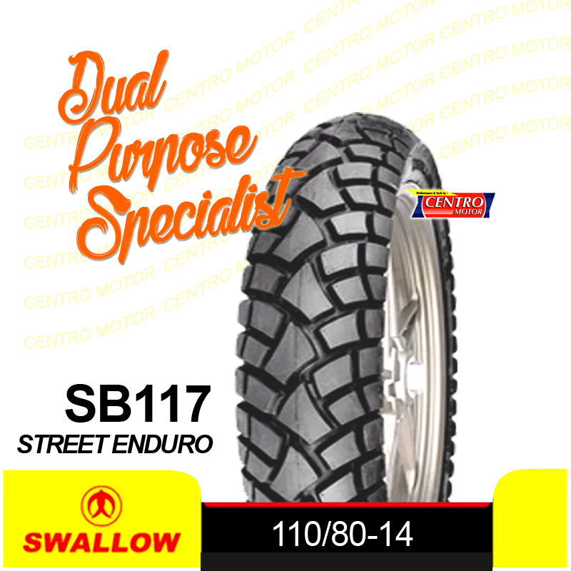 SWALLOW SB117 110/80-14.Ban Tubeless Dual Purpose ring 14