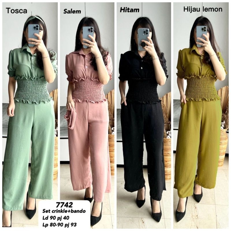 Set crinkle+bando 7742 SETELAN crinkle import